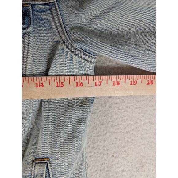 American Eagle Jacket Womens Medium Blue Distressed Denim Trucker Preppy - Picture 6 of 16